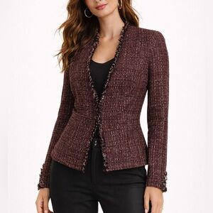 WHBM Chic Fringe Tweed sparkle Blazer